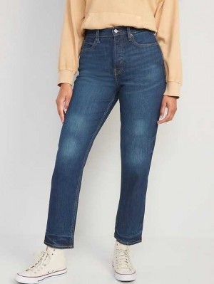 Old Navy Curvy Extra High-Waisted Button-Fly Sky-Hi Gerade Jeans Jeans Damen Sheldon | 2587JQMCD