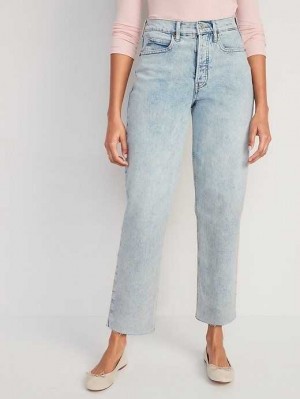 Old Navy Curvy Extra High-Waisted Button-Fly Sky-Hi Gerade Cut-Off Jeans Jeans Damen Nicky | 0489WJUQL