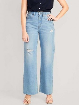 Old Navy Curvy Extra High-Waisted Cut-Off Weite-Leg Jeans Jeans Damen Holly | 6798INXTY