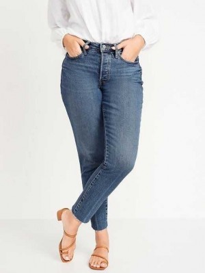 Old Navy Curvy High-Waisted Button-Fly OG Gerade Cut-Off Jeans Jeans Damen Suki | 8720GTFBU