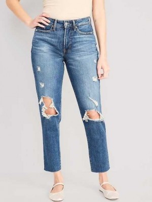 Old Navy Curvy High-Waisted OG Gerade Ankle Jeans Jeans Damen Saylor | 2075MOJRS