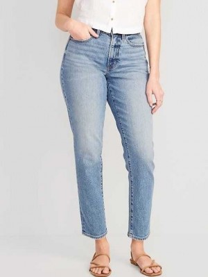 Old Navy Curvy High-Waisted OG Gerade Ankle Jeans Jeans Damen Lilo | 4058OCNBI