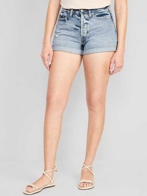 Old Navy Curvy High-Waisted OG Gerade Button-Fly Ripped Jean Shorts Unterteile Damen Alma Clean | 0463FILPA