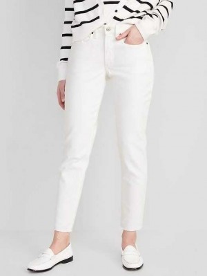 Old Navy Curvy High-Waisted OG Gerade White Cut-Off Ankle Jeans Jeans Damen Weiß | 9603VYHSI