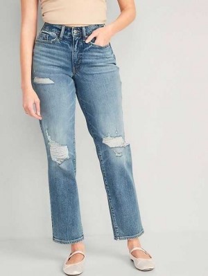 Old Navy Curvy High-Waisted OG Loose Ripped Jeans Jeans Damen Dahlia | 5641PMSIC