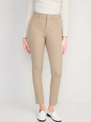 Old Navy Curvy High-Waisted Pixie Schlank Ankle Pants Hose Damen Beige | 4951ERJYA