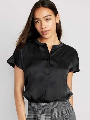 Old Navy Dolman Sleeve Satin Popover Shirt Oberteile Damen Schwarz | 1947OURTW