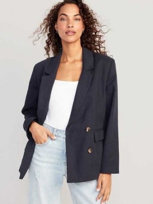 Old Navy Double-Breasted Textured Blazer Mäntel Damen Navy Blau | 1495OPFRN