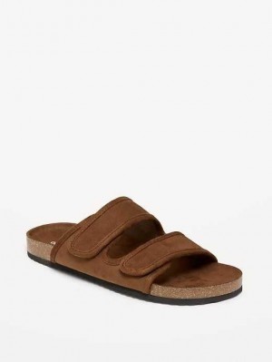 Old Navy Double-Riemen Faux-Wildleder Sandals Sandalen Herren Braun | 1749JWMOR