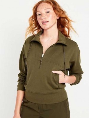 Old Navy Dynamic Fleece 1/2-Zip Sweatshirt Lauftop Damen Conifer | 8546FYRMS