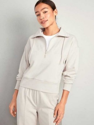 Old Navy Dynamic Fleece 1/2-Zip Sweatshirt Lauftop Damen Beige | 8942OLCIN