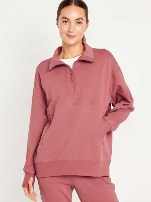 Old Navy Dynamic Fleece Oversized 1/2-Zip Tunic Lauftop Damen Rot | 8310YJAQB