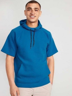 Old Navy Dynamic Fleece Textured Rib-Knit Kurzes-Sleeve Pullover Hoodie Sportbekleidung Herren Open Water | 6835MRYNA