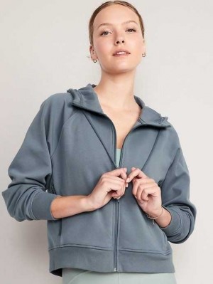 Old Navy Dynamic Fleece Zip Hoodie Lauftop Damen Ocean Shale | 3749JTCZF