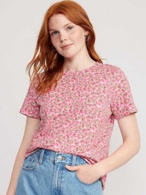 Old Navy EveryWear Crew-Neck Printed T-Shirt Oberteile Damen Rosa | 2640GSKCQ