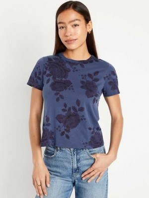 Old Navy EveryWear Crew-Neck Printed T-Shirt Oberteile Damen Blau | 2765NVZLJ