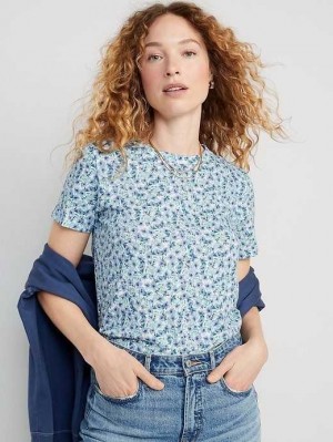 Old Navy EveryWear Crew-Neck Printed T-Shirt Oberteile Damen Blau | 5748LDOWV