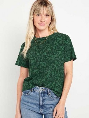 Old Navy EveryWear Crew-Neck Printed T-Shirt Oberteile Damen Dunkelgrün | 6384EDIJH