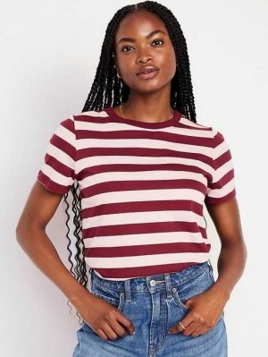 Old Navy EveryWear Gestreift T-Shirt Oberteile Damen Rosa | 4635ZIVNB