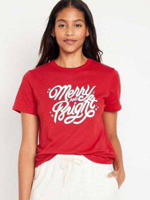 Old Navy EveryWear Graphic T-Shirt Oberteile Damen Rot | 4902VXQER