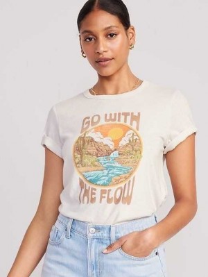 Old Navy EveryWear Graphic T-Shirt Oberteile Damen Go With The Flow | 7031RDHVN