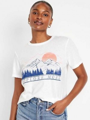 Old Navy EveryWear Graphic T-Shirt Oberteile Damen Weiß | 7805KGNZX