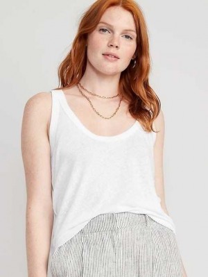 Old Navy EveryWear Linen-Blend Tank Top Oberteile Damen Weiß | 2938RXPVW