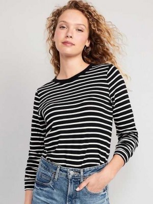 Old Navy EveryWear Long-Sleeve T-Shirt T-shirts Damen Schwarz | 4690EYFND