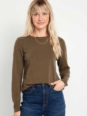 Old Navy EveryWear Long-Sleeve T-Shirt T-shirts Damen Espresso | 4725CHXMP