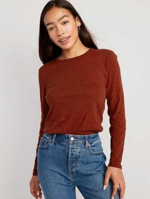 Old Navy EveryWear Long-Sleeve T-Shirt T-shirts Damen Rot | 9315IRWNS