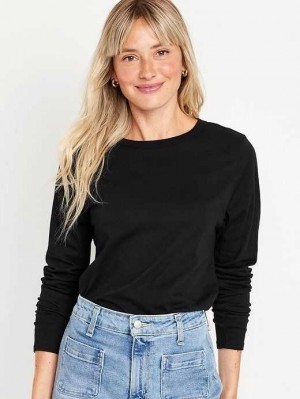 Old Navy EveryWear Long-Sleeve T-Shirt T-shirts Damen Schwarz | 1659YBGKE