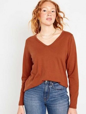 Old Navy EveryWear Long-Sleeve V-Neck T-Shirt T-shirts Damen Umbria | 2358ZFAQE