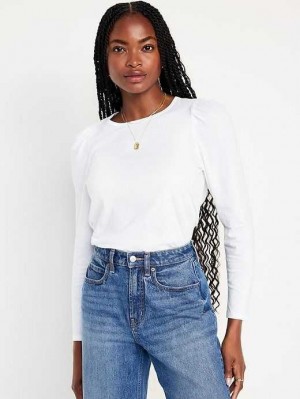 Old Navy EveryWear Puff-Sleeve Top Oberteile Damen Weiß | 2758SIPLC