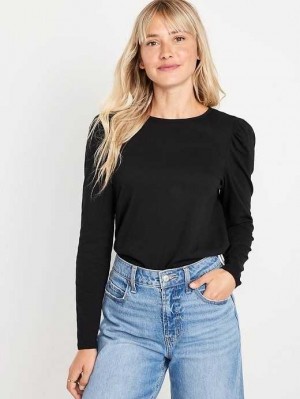 Old Navy EveryWear Puff-Sleeve Top Oberteile Damen Schwarz | 4812XIRCD