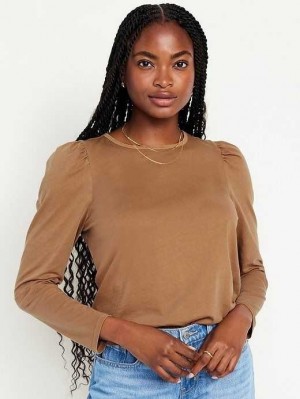 Old Navy EveryWear Puff-Sleeve Top Oberteile Damen Spiced Saffron | 9142LJHQD