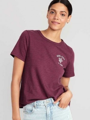 Old Navy EveryWear Slub-Knit Graphic T-Shirt Oberteile Damen Rot Bordeaux | 7869OXNRQ