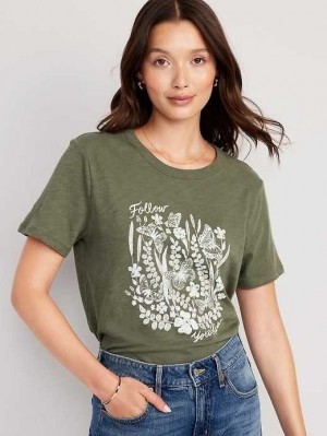Old Navy EveryWear Slub-Knit Graphic T-Shirt Oberteile Damen Follow Your Bliss | 9017CYDPR