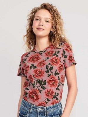 Old Navy EveryWear Slub-Knit T-Shirt Oberteile Damen Rosa | 7289HAUFJ