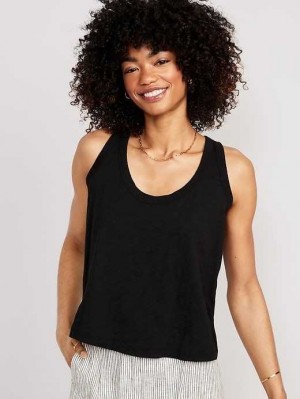 Old Navy EveryWear Slub-Knit Tank Top Oberteile Damen Schwarz | 4935GTPSX