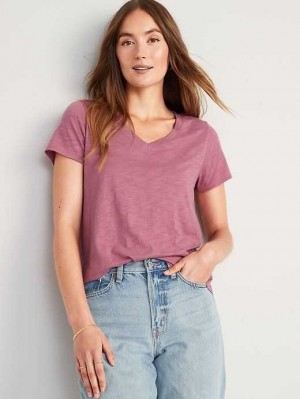 Old Navy EveryWear Slub-Knit V-Neck T-Shirt Oberteile Damen Rosebloom | 8973OYRNG