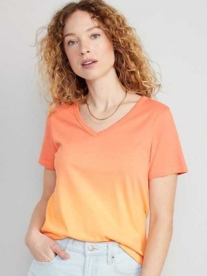Old Navy EveryWear V-Neck Ombre T-Shirt Oberteile Damen Orange | 8179DFKXO
