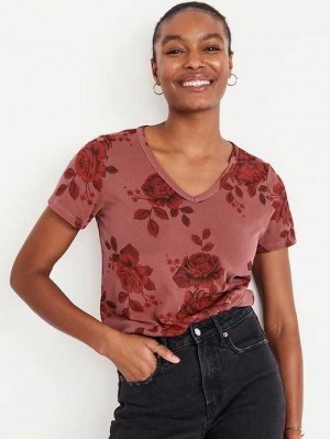 Old Navy EveryWear V-Neck Printed T-Shirt Oberteile Damen Rot | 2068QZGOJ