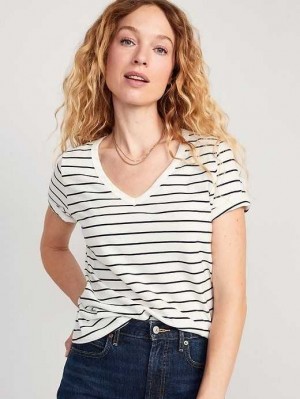 Old Navy EveryWear V-Neck Printed T-Shirt Oberteile Damen Navy | 4358DPBNV