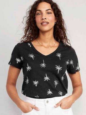 Old Navy EveryWear V-Neck Printed T-Shirt Oberteile Damen Palms | 1390ROYML