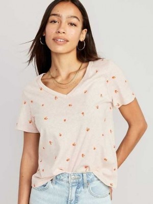 Old Navy EveryWear V-Neck Printed T-Shirt Oberteile Damen May Flowers | 1630LRFAD