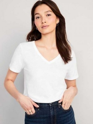 Old Navy EveryWear V-Neck Slub-Knit T-Shirt Oberteile Damen Weiß | 5924EQTPD