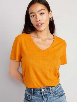 Old Navy EveryWear V-Neck Slub-Knit T-Shirt Oberteile Damen Golden Arrow | 9073GSCBZ
