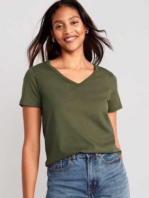 Old Navy EveryWear V-Neck Slub-Knit T-Shirt Oberteile Damen Alpine Tundra | 9425JGRHO