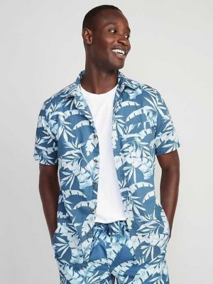 Old Navy Everyday Kurzes-Sleeve Shirt Hemd Herren Blau | 8250NADIH