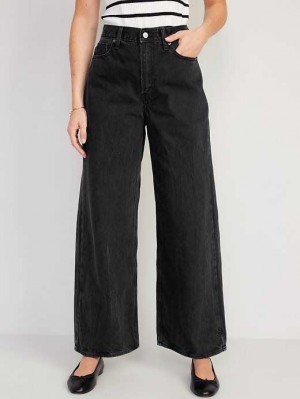 Old Navy Extra High-Waisted Baggy Weite-Leg Non-Stretch Jeans Jeans Damen Schwarz | 1835KRXWU